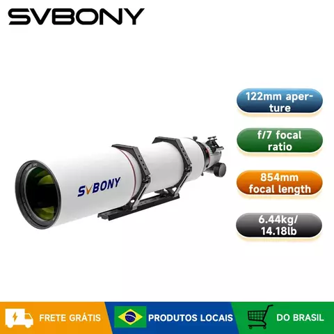 Svbony SV550 80/122mm APO Telescópio FPL51 Refrator triplo apocromático OTA para observação visual de astrofotografia de céu profundo