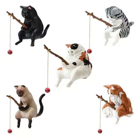 1pc criativo pesca gato carro decoração interior artesanato bonito resina auto estatuetas em miniatura ornamentos acessórios pequenos presentes