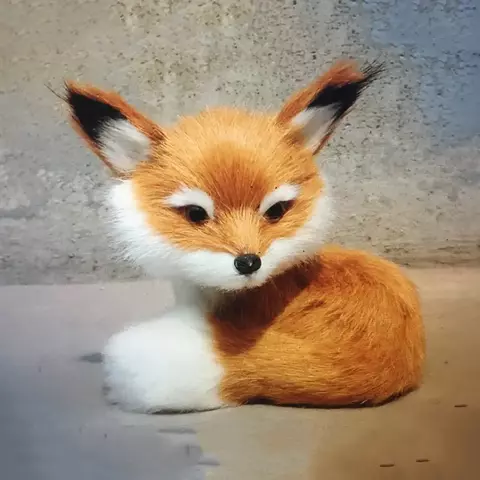 1PC Simulação Fox Ornamento Mini Squatting Fox Modelo Plush Animal Boneca Brinquedo Decoração para casa Craft Christmas Party Gift