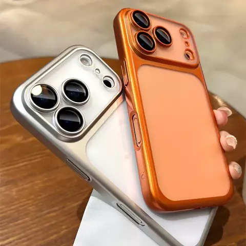 Mais recente laranja ultra fino fosco caso de telefone para iphone 17 pro max 17pro 17 com lente filme proteção à prova de choque duro pc capa