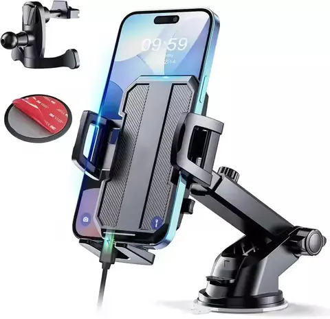 Suporte de telefone para carro 3 em 1, suporte de sucção poderosa para painel de carro, ventilação de ar, para-brisa para todos os telefones iPhone Android