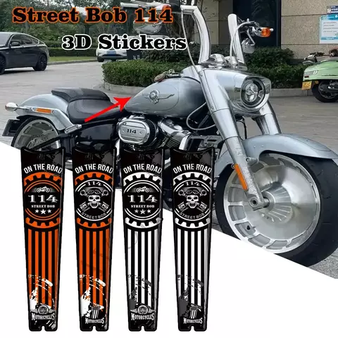 Apto para harley davidson street bob 114 motocicleta 3d gel tanque almofada protetor adesivos pintura proteção decalque kit