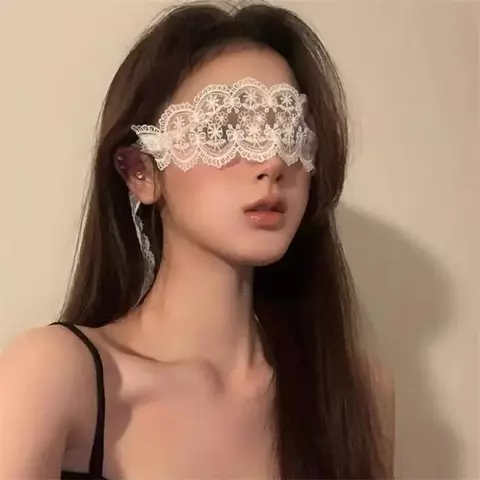 1pc senhora sexy laço máscara de olho vendas preto branco recorte remendo venda vestuário exótico estilo roupas para feminino oco jogo