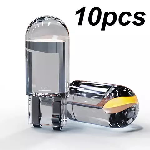 10x novo w5w led t10 luzes do carro cob vidro peças interiores lâmpadas branco gelo azul amarelo placa de licença automática lâmpada cúpula luz leitura 12v