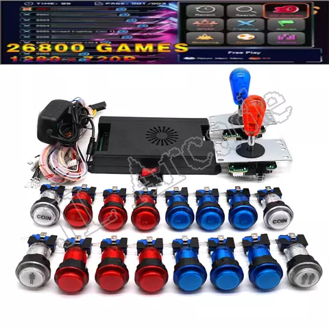 26800 em 1 caixa de saga pandora dx2 plus kit diy 8 vias joystick estilo americano botão led bartop arcade game console gabinete
