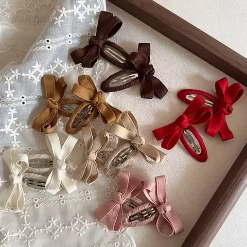 Grampos de cabelo para bebês, novo outono e inverno, série de cores de folhas, cinto de algodão, arco, clipes bb para crianças, franja, acessório de cabelo lateral