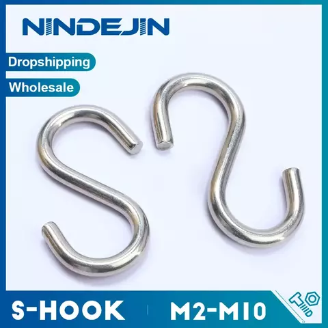 Nindejin 1-10 unidades/pacote ganchos em forma de s de aço inoxidável resistente m2 m3 m4 m5 m6 m8 m10 utilitário s-gancho para suspensão do armário de cozinha