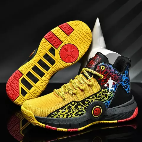 Tênis de basquete masculino treinamento de campo antiderrapante de alta qualidade design de luxo malha respirável tênis pro original crianças botas de basquete