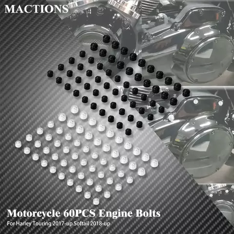 Parafusos do motor da motocicleta 60 pçs tampas de parafuso capa protetor para harley touring road street glide flhr softail fat boy fls 2018-up