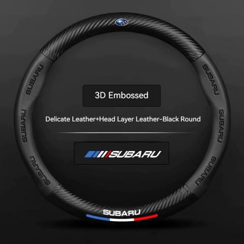 Para subaru brz wrx xv ascent forester outback impreza legado carro de fibra de carbono antiderrapante ventilar capa de volante de couro