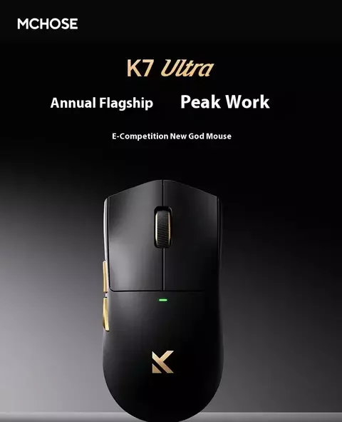 Mouse para jogos ultraleve MCHOSE K7, sem fio Esports 8K com carregamento magnético, sensor PAW3950