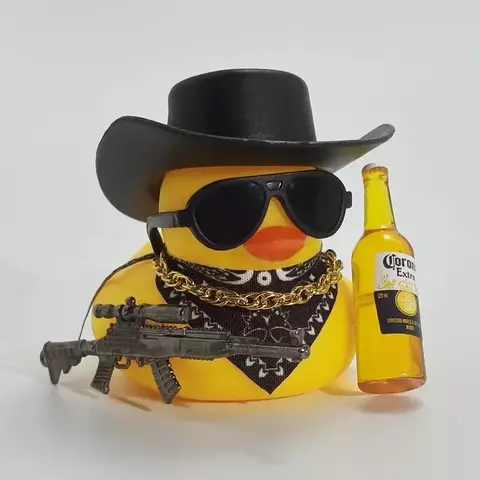 Ornamento de carro de pato de borracha de cowboy para jeep pato decorações de painel de carro peculiar pato de borracha acessórios de carro presentes engraçados de escritório