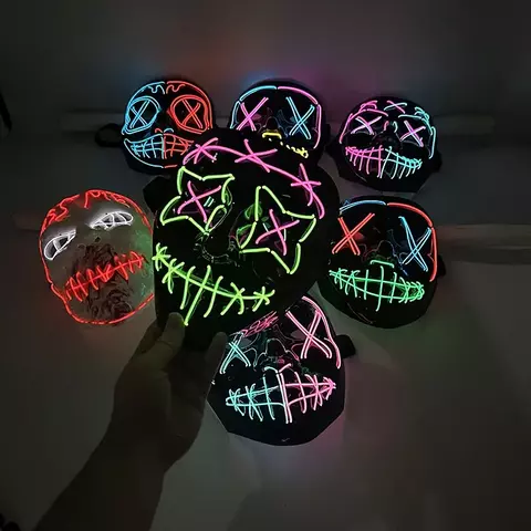 Multi estilo brilhante led máscara de purga profissional sem fio luminosa máscara festa piscando decorativo chapelaria masker para o dia das bruxas