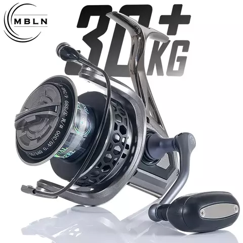 Marca MBLN, série 8000-12000, carretel de pesca giratório, arrasto máximo 30KG, carretel de liga, alça e pé, parafuso e rolamento de aço, pesca em barco marítimo