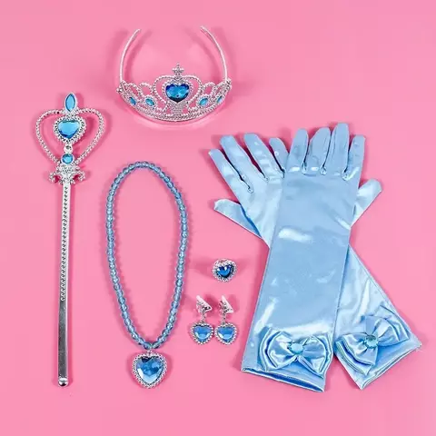 Pincess anna elsa cosply acessórios coroa varinha mágica colar peruca luvas congeladas neve branca belle cinderela princesa role play