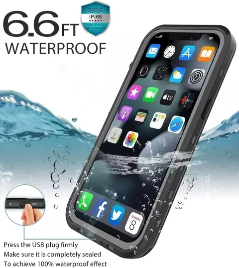 Capa transparente à prova d'água ip68 totalmente selada para iphone 16 15 14 plus 13 12 11 pro max mini xs xr x protetor de tela à prova de choque