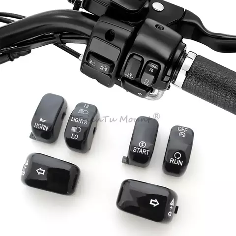 Tampas pretas para interruptor de controle manual de motocicleta, kit de capas de botão para harley touring glide road king sportster 883 softail dyna vrsc