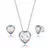 Conjunto Brinco e Colar Coração Cristal com Moldura Colorida Prata 925 - comprar online