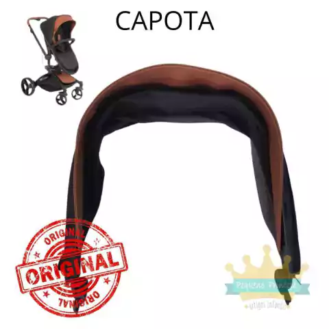 Capota com Arco para Carrinho Dzieco Vulkan Preto/Caramelo