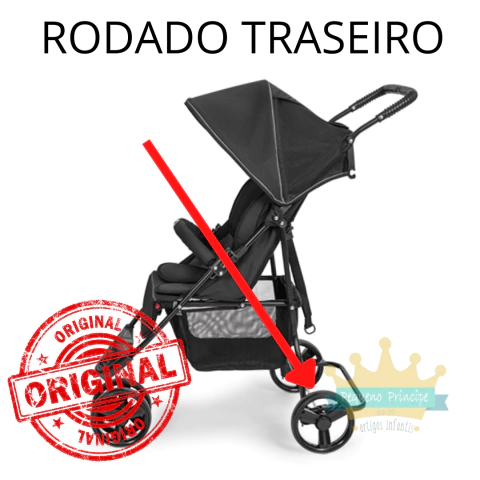 Rodado Eixo Traseiro Completo (Rodas + Freio) p/ Carrinho Tutti Baby Hórus Preto