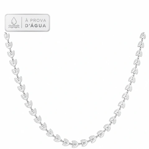 Choker Folhas em aço inoxidável