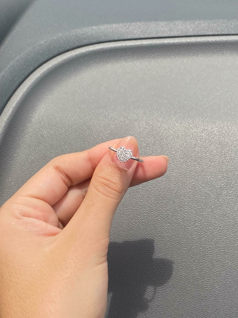 Anel coração cravejado caixa alta