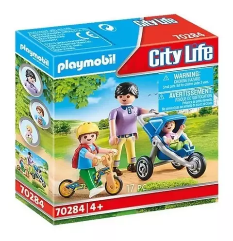 Playmobil Papá Con Cochecito Y Niños - 70284