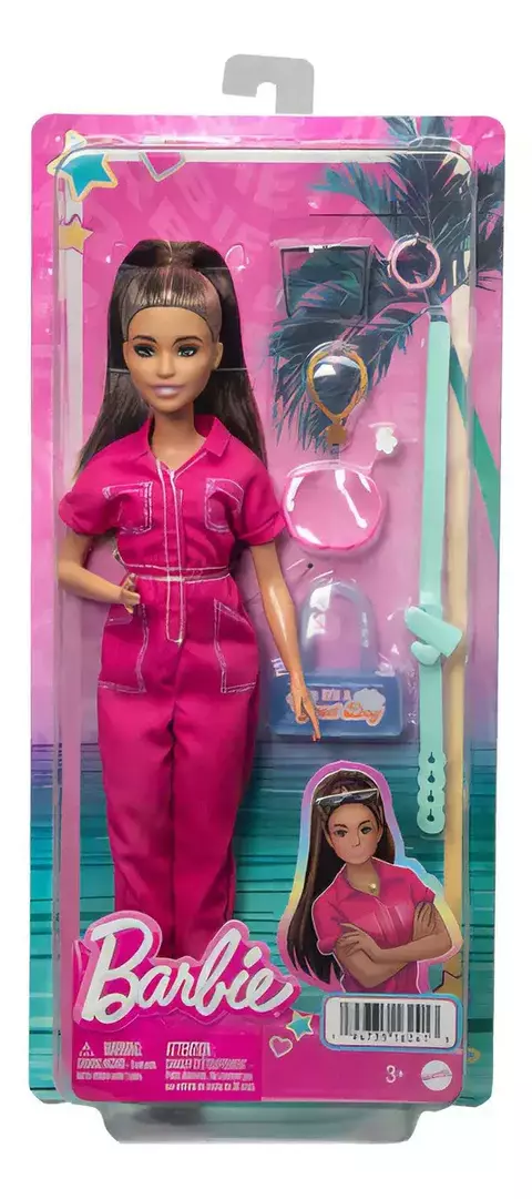 Barbie Muñeca Traje De Moda Rosa y Accesorios - Mattel