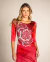 Vestido Tule Longo Estampa Flor Max Vermelho - comprar online