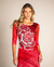 Vestido Tule Midi Estampa Flor Max Vermelho - comprar online