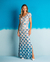 Vestido Malha Longo Estampa Leque Croche