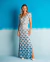 Vestido Malha Longo Estampa Leque Croche