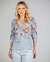 Blusa Crepe Estampa Multiflores Azul