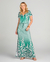 Vestido Malha Longo Estampa Floral Bordado Verde