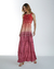 Vestido Crepe Longo Estampa Trilinhas