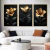 Trio de Quadros Decorativos Flores de Ouro - art shop quadros
