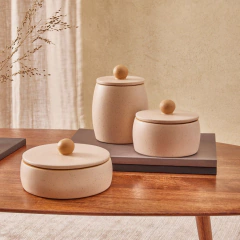 KIT POTES DECORATIVOS EM CERÂMICA - 3 PÇS - comprar online