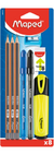 Kit Escrita Caneta Lápis Borracha Escolar Escritório