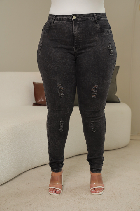 Calça Jeans Plus Size Grafite Destroyed - comprar online