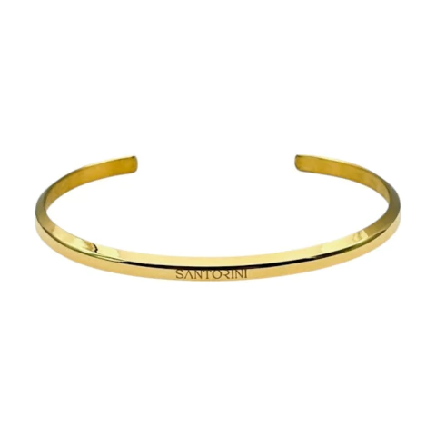 Bracelete feminino Santorini Gold com design minimalista e acabamento dourado em aço inox