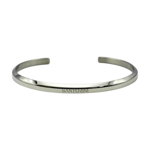 Bracelete feminino Santorini Silver com design minimalista em aço inox prateado