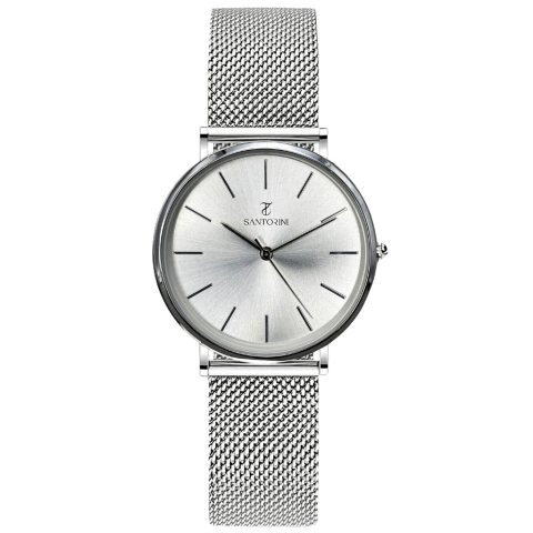 O Relógio Santorini Essence Silver 36mm tem mostrador prata com efeito sunburst e design minimalista.
Pulseira de malha inox ajustável, leve e sofisticada.
Uma peça versátil, perfeita para quem valoriza elegância e discrição.