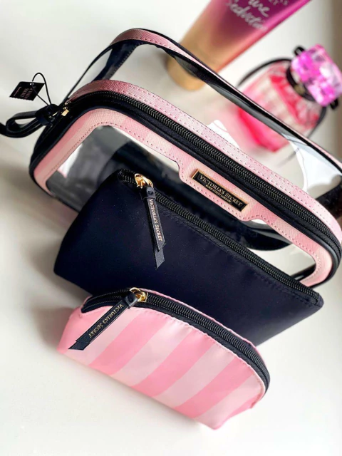 Set neceser portacosmeticos 3 en 1 rosa y negro - Victoria’s Secret - comprar online