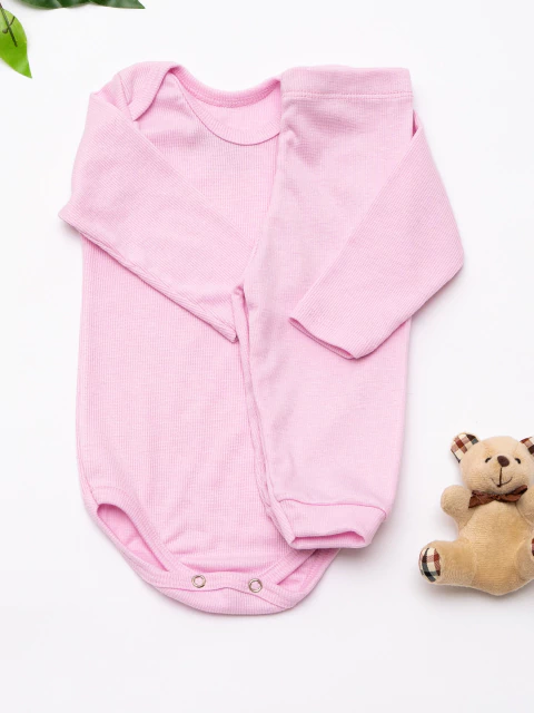 Conjunto Body Canelado Longo Rosa Bebê - comprar online
