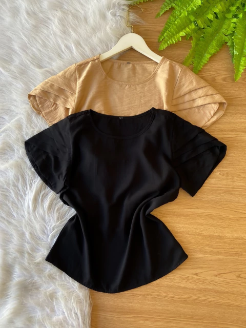 Blusa de manga Viscolinho - PRETA