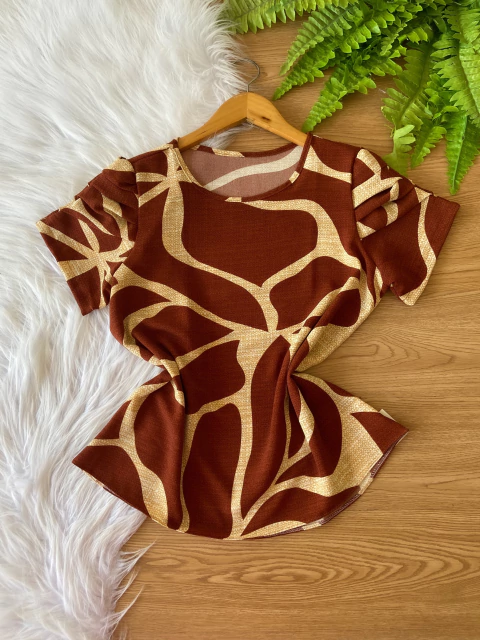 Blusa de manga Crepe - P (38) - ESTAMP TELHA