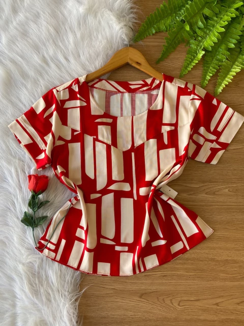 Blusa de manga Viscolinho - ESTAMP VERMELHA