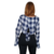 Cropped Xadrez Manga Longa Flare Babado Moda Country Cowboy - comprar online