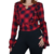 Cropped Xadrez Manga Longa Flare Babado Moda Country Cowboy - comprar online