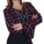 Cropped Xadrez Manga Longa Flare Nó Amarração Elegante - comprar online